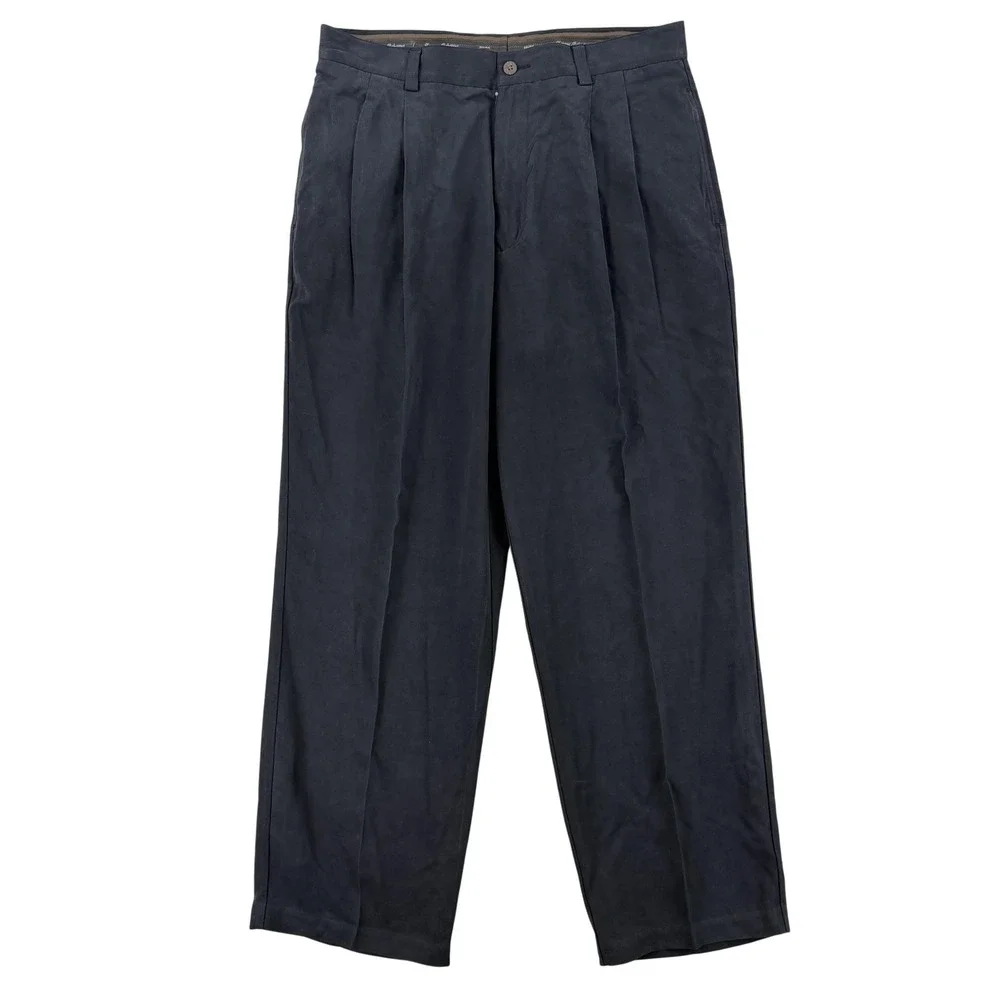 Tommy Bahama Relax Dress Pants Mens 34x28 Black Relaxed Fit Silk Pleated Office